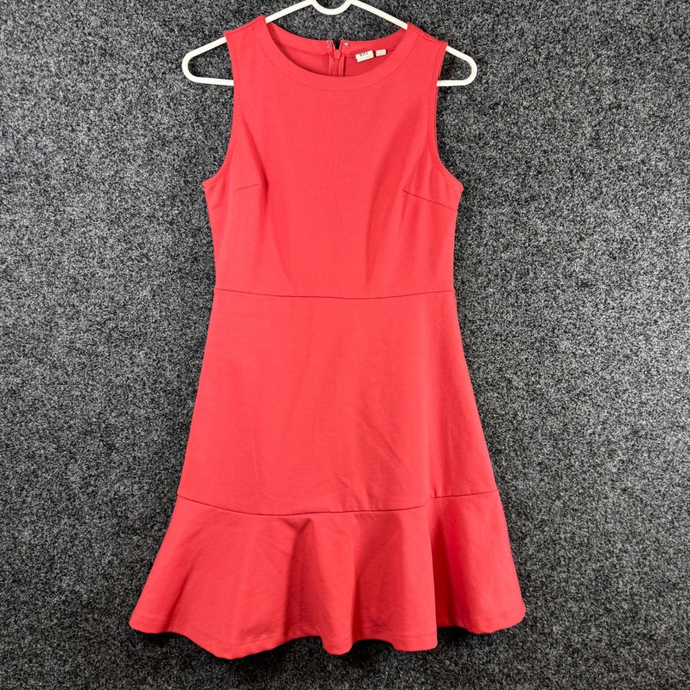 Gap Womens Coral Pink Sleeveless Ruffle Hem Fit and Flare Ponte Dress Size 6